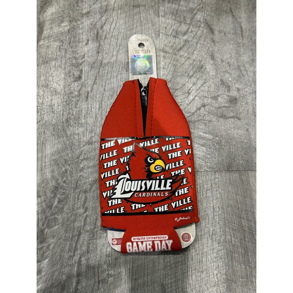 Louisville Cardinals Bottle Koozie Jenkins Enterprises Red Zip Up Game Day New
